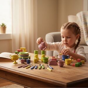 Vintage Vibrant Play Tea Set for Kids